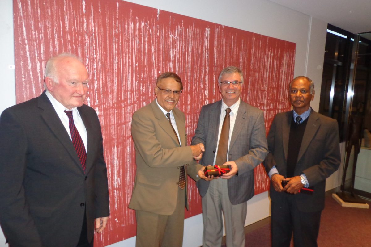 Dr. Sadeq, VC of AUB, with Prof. Joe F Chicharo,VC of the University of Wollongong (UW), Sydney, Australia, at UW campus on 24 June 2014